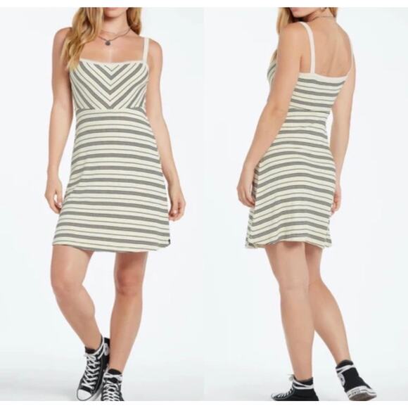 Volcom Popztone Dress Mini Fit to Flare Skater Stripe 90s Y2K Size Medium (8) - Picture 1 of 10